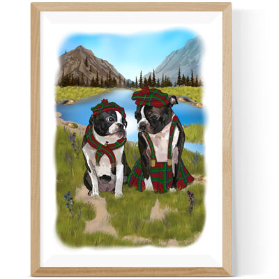 Boston Terriers Character Portrait - Scotland