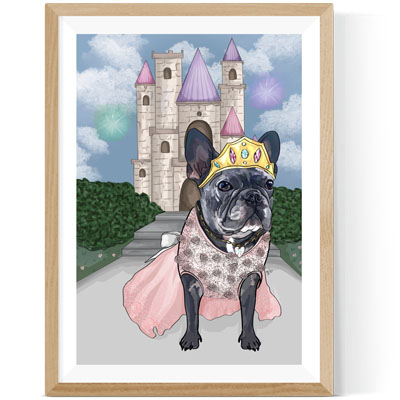 French Bulldog Character Portrait - Fantasy Princess