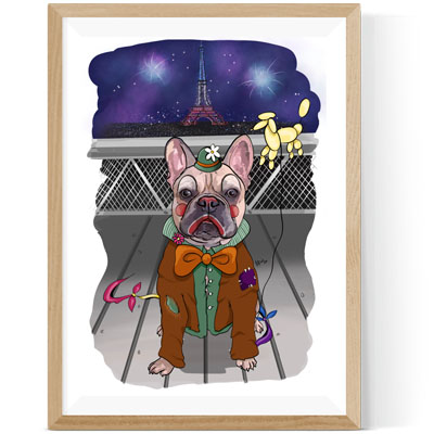 French Bulldog Character Portrait - Parisian Clown