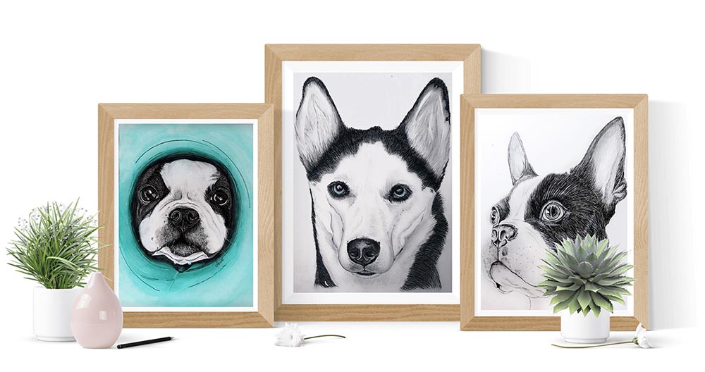 Traditional Ink Hand-drawn Pet Portraits